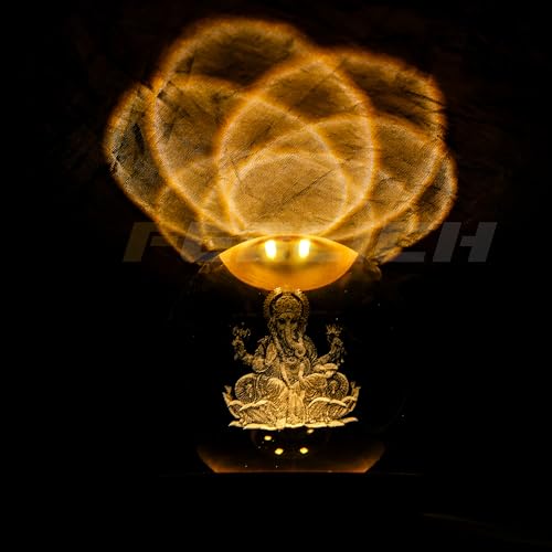 Image of 3D Ganesh Crystal Ball Night Lamp, Solar System Ganesha Crystal Ball Night Light, USB Table Colorful Led Wooden Crystel Ball for Home, Office, Birthday Gift (Ganesh)