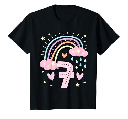 Geburtstag 7 Jahre Mädchen Regenbogen Sieben Geburtstag T-Shirt