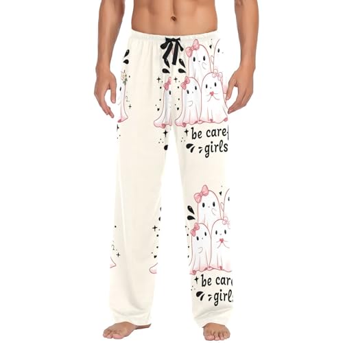 Four Careful Spirits Men's Cotton Pajama Pants with Pockets and Drawstring Comfortable and Stylish,S2