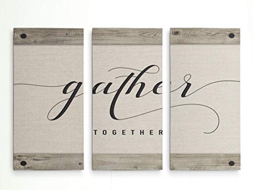 Renditions Gallery-Canvas Prints Wall Art-Gather Together-Gallery Wrapped-Inspirational-Modern-Home DÃ©cor-Ready to Hang-3 Pieces-Each Canvas 20in.Wx40in.Hx1.5inD-Total Size-60 Wx40 Hx1.5 Dâ€¦
