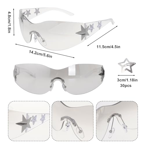 Y2k Accessories Set—Y2K Silver Grunge Layered Necklace, Star Necklace, Vintage Y2K Sunglasses, Y2k Silver Star Hair Clips Set for Women2