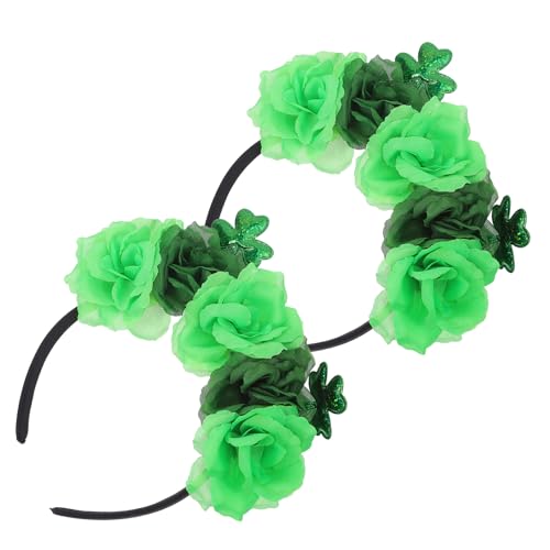 Vaguelly Diademas Día de San Patricio 2 Piezas Hojas Verdes y Flores, Accesorio Cabello para Mujeres y Niñas, Diseño Ligero y Cómodo para Fiestas y Festivales Irlandeses