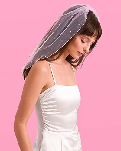 xo, Fetti Bachelorette Party Pearl Bridal Veil, White - Image 4