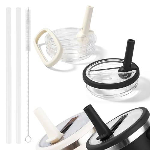 Image of 2 Pack Stanley Lid Replacement 40 oz, Flip Straw Leak Proof Lid for Stanley Quencher H2.0, Spill Proof Tumbler Lid Replacement, BPA Free Reusable No Spill Straw Lid for Stanley Accessories