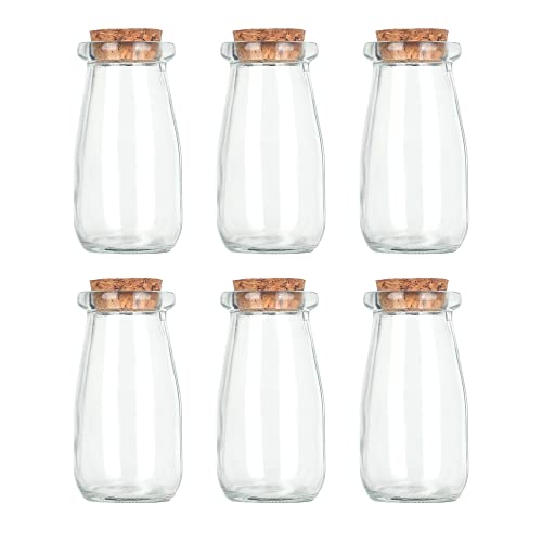 Magic Season Decorative Glass Bottles with Cork Stoppers (100 ml Yogurt Bottles / 6 Pcs)