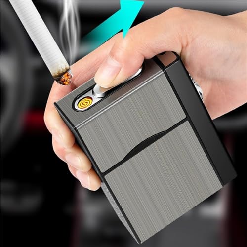Encendedor recargable con estuche para cigarrillos negro miniatura 4