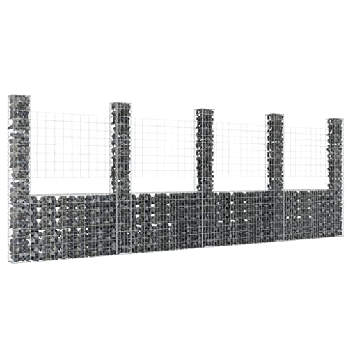 KCCKOM U-Shape Gabion Basket with 5 Posts Iron 196.9