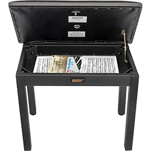 Auray PBM-FS Metal Frame Piano Bench with Storage (Black)