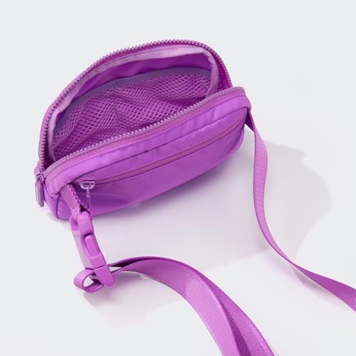 Image of Pander Two Way Zipper Fanny Pack Nylon Everywhere Belt Bag for Women, Water Repellent Waist Packs, Crossbody Bags with Adjustable Strap (Violet).