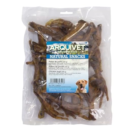 ARQUIVET Patas de Pollo deshidratadas (Bolsa 250 g) - Snacks Naturales crujientes para Perros - Alimento complementario - Premios y recompensas caninas
