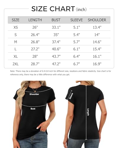 Memorose Womens Short Sleeve Tops Summer T Shirts Round Neck Fashion Causal Basic Tee