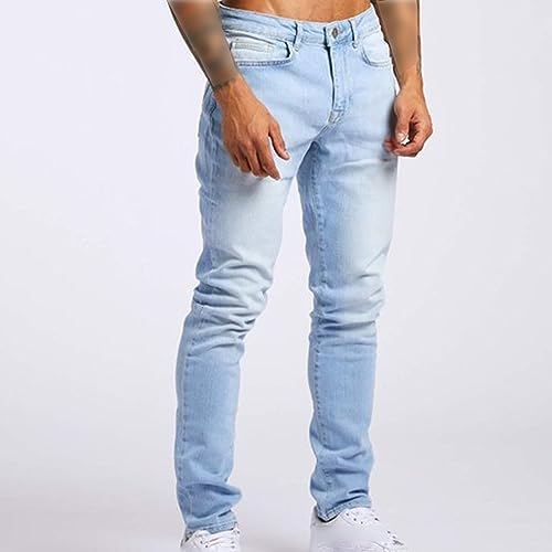 Men's Slim-Fit Stretch Jeans Vintage Regular Fit Denim Pants Straight Leg Classic Skinny Flex Jean Trousers2