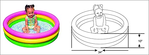 Image of Sunrise Intex Inflatable Baby Pool / Baby Bath tub / Baby Swimming Pool for Kids 0-3 Years | Trilayered Pool | for Boys & Girls | 2 feet | Multicolour