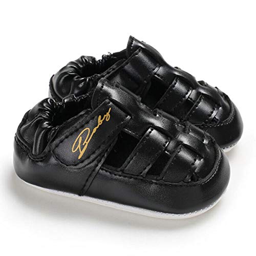 Infant Baby Breathable Anti-Slip Sole Crib Shoes Unisex Baby Summer Sports Sandals Toddler Crib Shoes (13, Black)