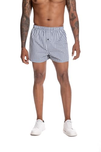 Nutria Mens Cotton Woven Boxers 3 Pack Classic Fit Loose Boxer Shorts for Men Elastic Waistband Moisture Wicking U123