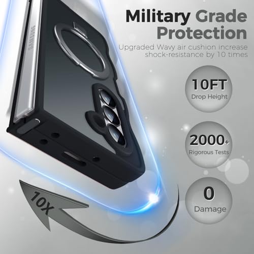 Image of Cute Wavy Magnetic Stand Case for Galaxy Z Fold 6 Fit for MagSafe, Black
