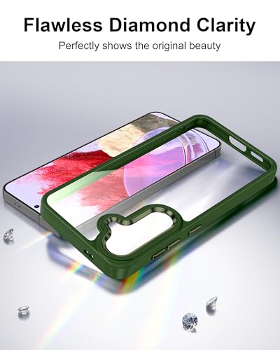 Image of HOOMIL Case for Samsung Galaxy S24 (ONLY, Not Fit Plus, FE, Ultra), Non-Yellowing, Drop Protection, Anti-Scratch Transparent Hard Back Phone Cover - Dark Green