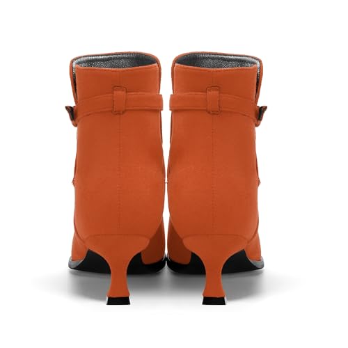 NUMALEO Womens Suede Buckle Ankle Strap Dress Round Toe Bridal Comfortable Kitten Low Heel Ankle High Boots 2 Inch4