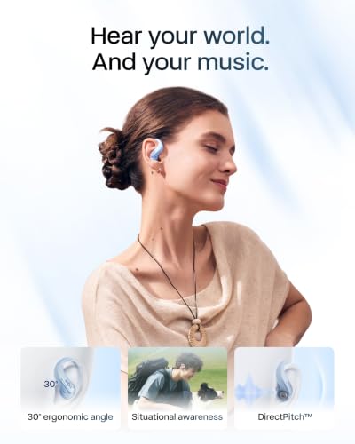 Image of SHOKZ OpenFit Air 2, Open Earbuds, Black, Water Resistant, Secure Earhooks