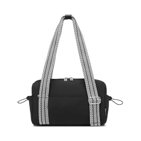 Small Gym Bag for Women Mini Duffle Bag with Guitar Strap, Lightweight Waterproof Cute Tote with Wet Compartment for Girls Workout Sport Travel, Black Cover