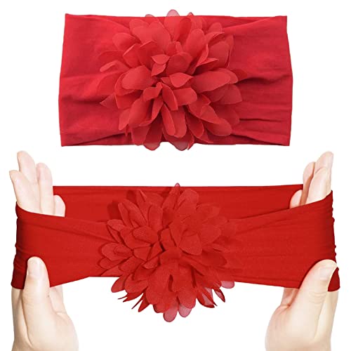 Willingtee 20 Colors 4 Inch Chiffon Flower Baby Girls Headbands Soft Elastic Nylon Hairbands Baby Bows Hair Accessories For Baby Girls Newborns Infants Toddlers #TOP3