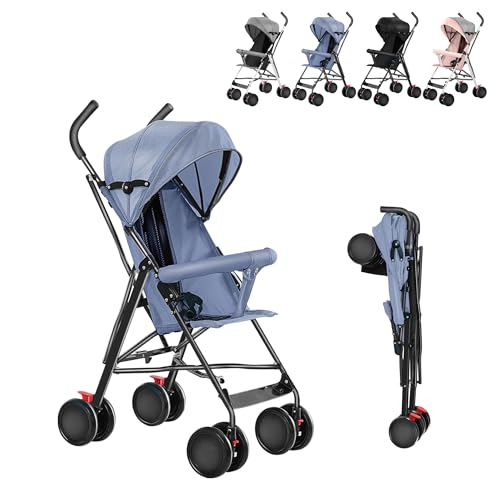 XUANYU Poussette Canne Compacte et Pliable avec Tapis Cool Poussette de Voyage Pliable Poussettes Compacte Bébé 6 Mois à 4 Ans, Jusqu'à 25 kg (Bleu)