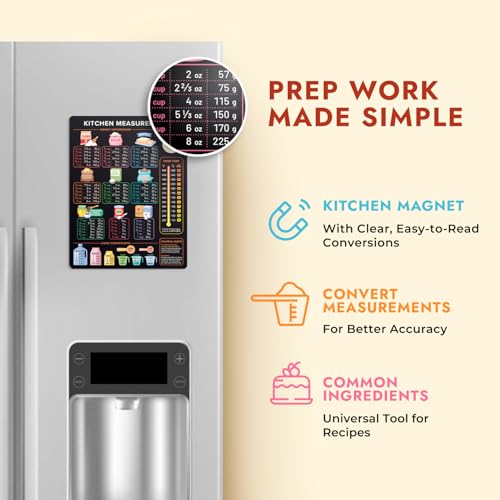 Levain & Co キッチン変換チャートマグネット ダークで調理とキッチンベーキングを簡単に - ヴィンテージキッチン便利なガジェット - かわいいキッチンアクセサリー - クッキング&ベーキングアクセサリー - パン屋へのギフト。