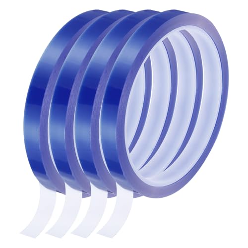Image of uxcell Blue Heat Tape, 4 Rolls 10mmx33m 108ft High Temperature Heat Resistant Tape for Sublimation,Heat Vinyl Press,Heat Transfer, Circuit Board, No Residue