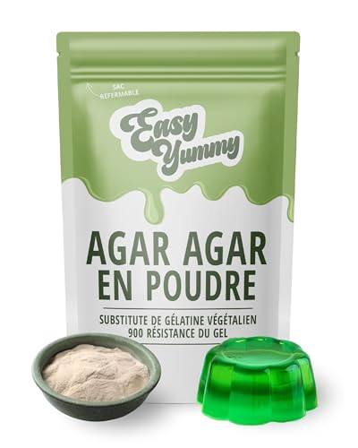 EASY YUMMY – Agar Agar en poudre (250 g), gélifiant végétalien 100% halal, alternative naturelle à la gélatine