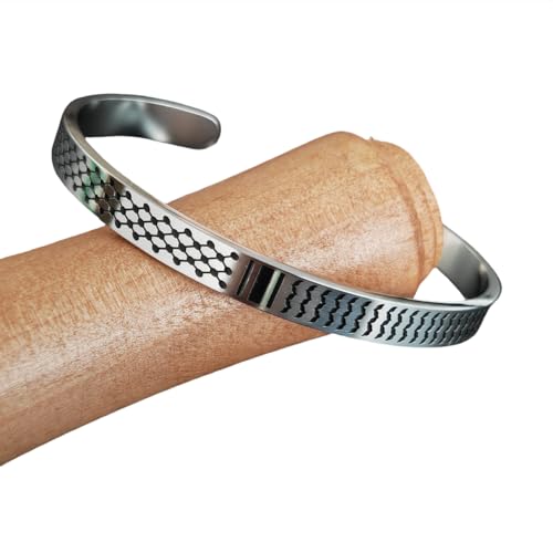 Palestine Keffiyeh Bracelet Arab Shemagh Scarf Stainless Steel Arm Cuff for Women Men Ethnic Arabic Bangles 18K Gold Plated Islamic Jewelry Ramadan Gift