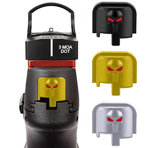 3D Aluminum Rear Cover Slide Back Plate for 9mm .40 Taurus Millenium G2 PT111 G2 G2c PT140 G2 G3c G3 G3XL G3s G2s Compact/Subcompact/Slim Magazine Accessories, Red Eyes Gold Skull