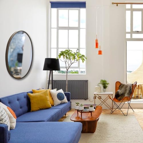 Image of Quality Glass Metal Frame Oval Wall Mirror Royal Mirror Home Decorative Mirror Modern Mirror Living Room Mirror Wall Mirror Bathroom Mirror Size 18x24 inches Color Golden MF 45
