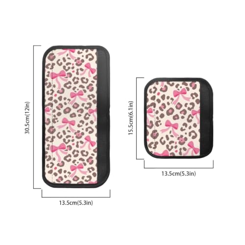 Image of Refrigerator Door Handle Covers Set of 6 Washable Kitchen Appliance Decor Handles Keep Clean Anti-Slip Fridge Accessories Home Decor, Bow Leopard Print Beige Pink