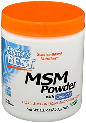 Doctor's Best MSM em pó com OptiMSM, sem OGM, vegano, 250 gramas ...