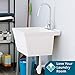 White Utility Sink Laundry Tub with High Arc Chrome Faucet for Laundry Room Basement, Garage, Shop