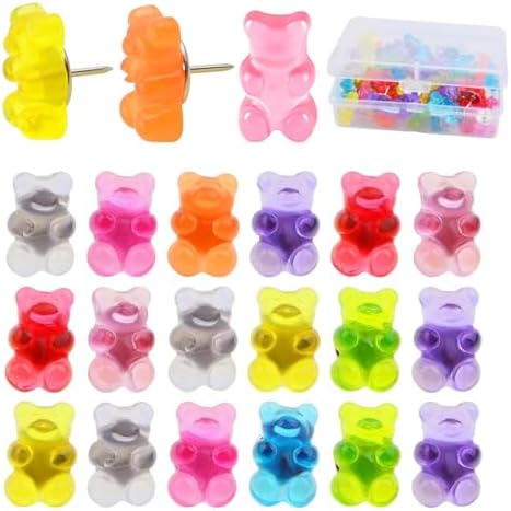 25Pcs Gummy Bear Cute Decorative Push Pins, Bulletin Board Tacks,...