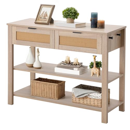 EROMMY Rattan Console Table with Storage
