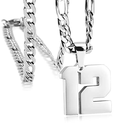 MIMITLTY Personalized Jersey Number Necklaces for Mens Athletes Stainless Steel Sport Number Pendant Chain for Mens Baseball/Basketball/Football Team Inspiration Jewelry with Gifts
