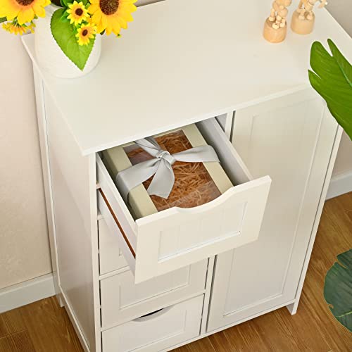 Iwell Bathroom Storage Cabinet, Bathroom Cabinet With 3 Large Drawers And 1 Adjustable Shelf, Freestanding Floor Cabinet For Bathroom, Living Room, White #TOP7