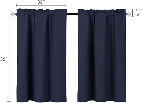 Miniatura 10 de Cortina opaca para cocina, baño, sala de estar, aislamiento térmico, oscurecimiento de habitación, cortina con dobladillo para barra, 2 paneles de