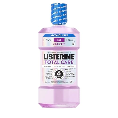Listerine Total Care Alcohol-Free Mild Mouthwash, 6 Benefit Oral Rinse to Help Kill 99.9% of Germs...
