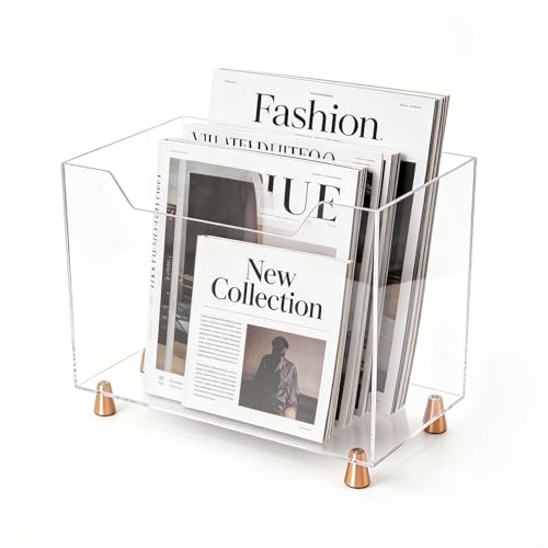 Acrylic Magazine Holder Crystal Clear Magazine Rack Floor for Home Office