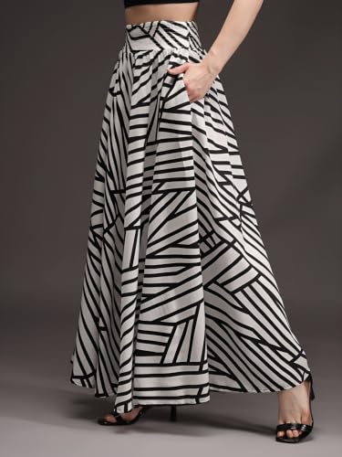 Image of Nexsus Apparels Women Flared Viscose Rayon Trousers | Flared Printed Palazzo |Elasticated Waist Loose-fit & Regular, Casual Wear (Free Size 26 to 42 Waist) Pant| Available in Plus Size's