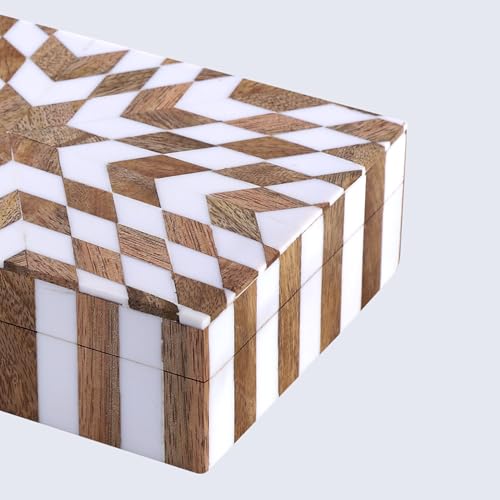 Image of Handicrafts Home Decorative Box for Living Room, Entryway or Bedroom - Farmhouse Memory Box, Jewelry, Gift Box - Trending Home Decor Accents 2024, Keepsake for Wedding Memories - Trance, 8x5x2 inch