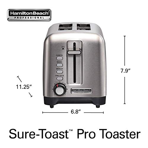 Hamilton Beach Professional 22991 Toaster With Deep & Wide Slots For Artisan Bread & Bagel And Sure-Toast Technology, Auto Shutoff, 2-Slice, Stainless Steel #TOP6