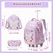 HTgroce Schulrucksack Trolley Mädchen Schmetterling– 3-Teiliges Schulranzen Set mit Rollen inkl. Lunchtasche & Federmäppchen – Ergonomisch Grundschule Schultasche für Schule