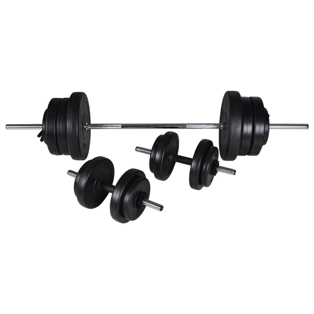 Torre de fuerza con barra y mancuernas Set 60,5 kg Fitness Station para Homegym, banco rack y tracción de cable, prensa de piernas, multiprensa, musculación y entrenamiento en el hogar