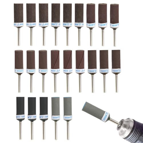 24uds Juego de Tambores de Lijado Grano 180-2000 para Herramienta Rotativa Dremel Lijas para Lijadora