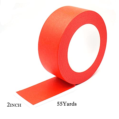 Image of Red Painters Tape 2 inch Wide, Red Masking Tape 2 inch x 55 Yards Paper Tape for Arts DIY Crafts Painting Labeling Decoration School Projects Home Office