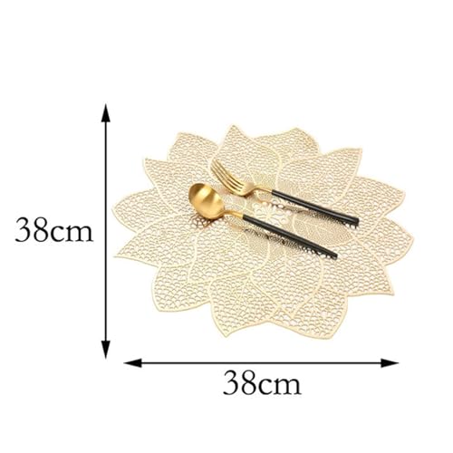 Sets de table vintage en forme de fleur dorée 38 cm de qualité supérieure pour réception - 3